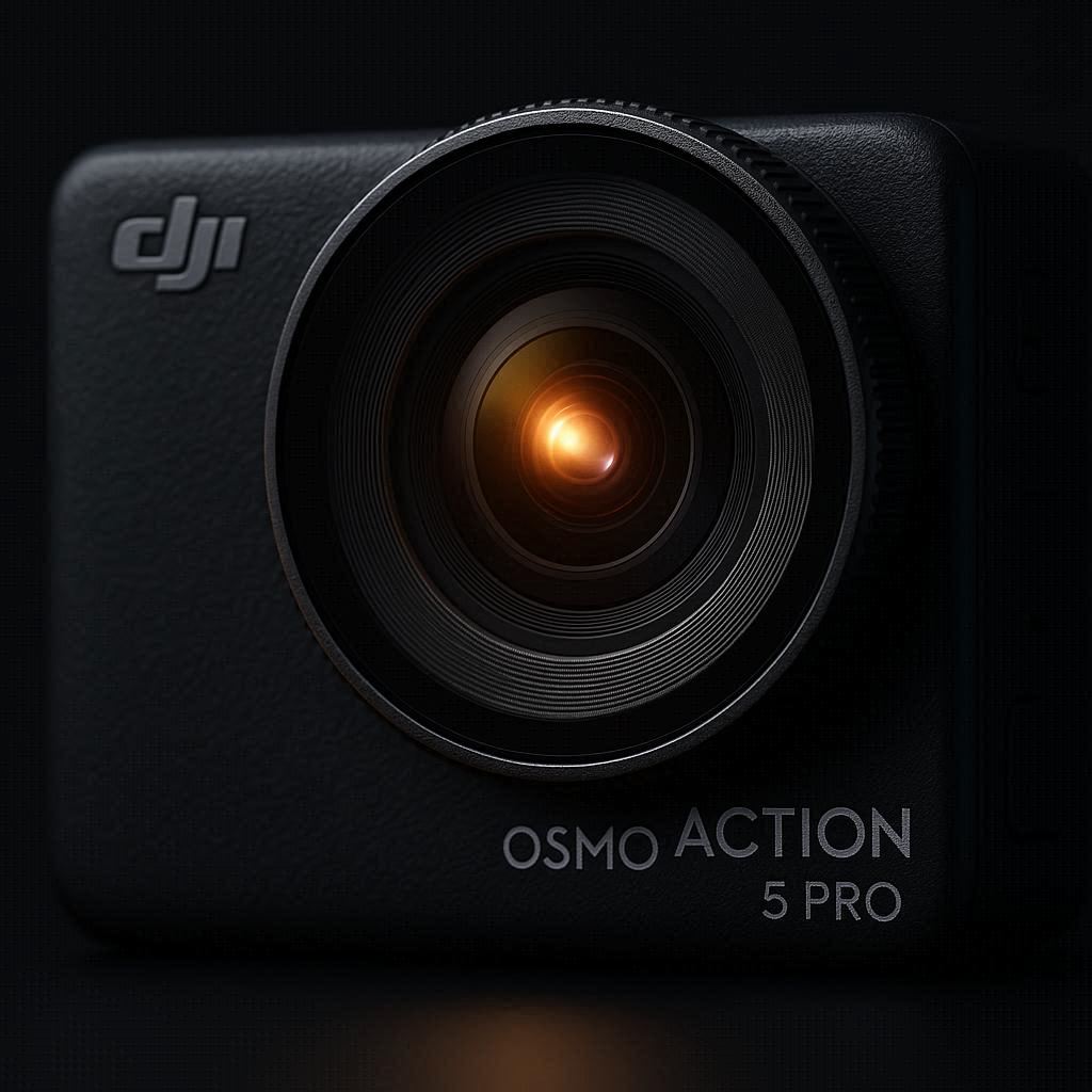 Close-up of the DJI Osmo Action 5 Pro's large 1/1.3-inch sensor for superior low-light video